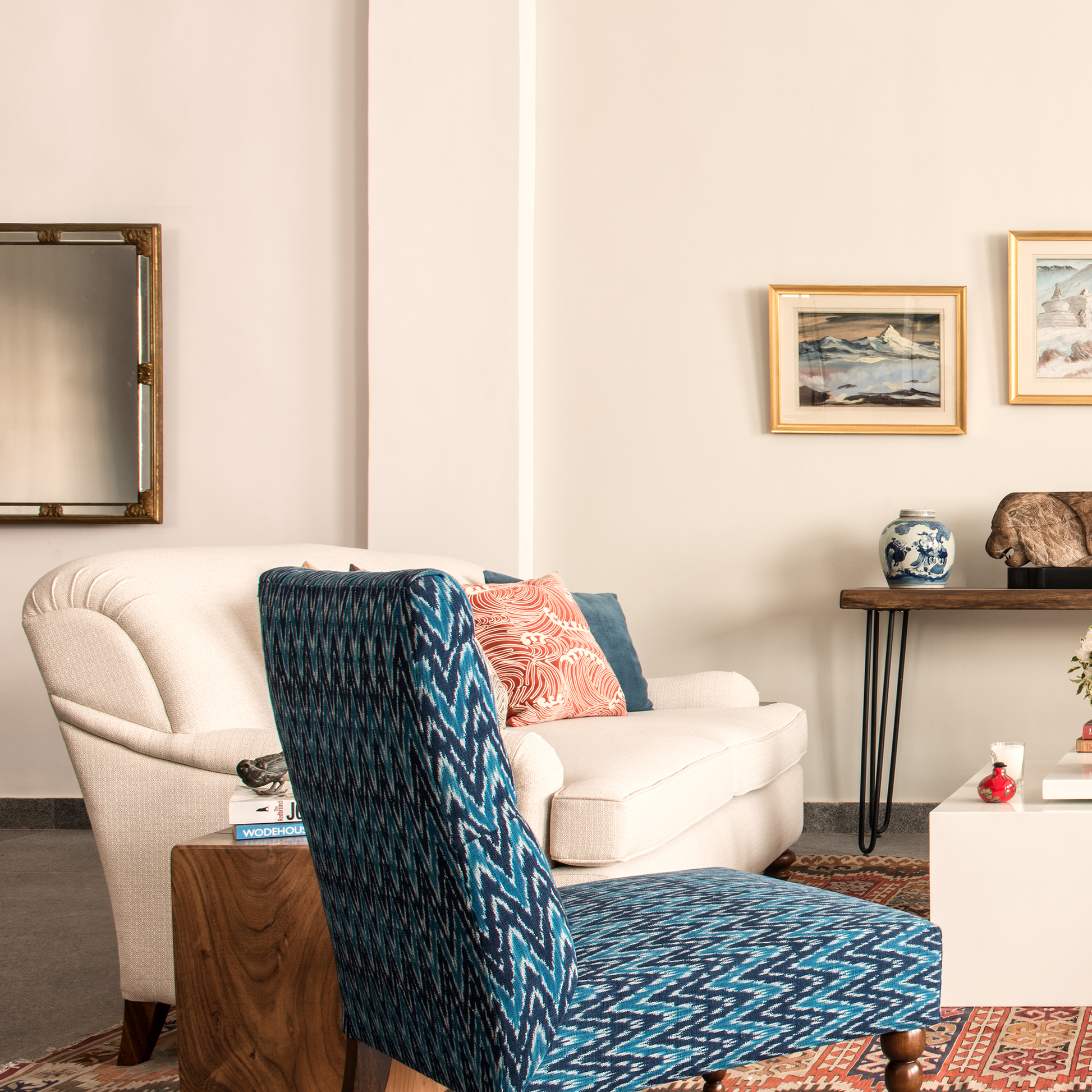 Dark Walnut_Ikat Muscat Blue