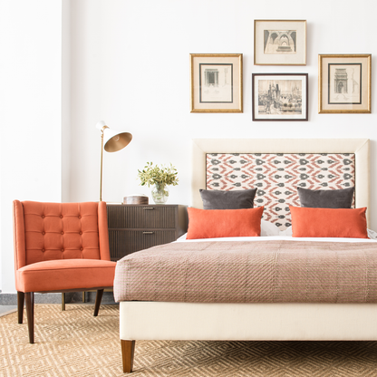 Cotton Linen Sand and Ikat Chittoor Dark Walnut